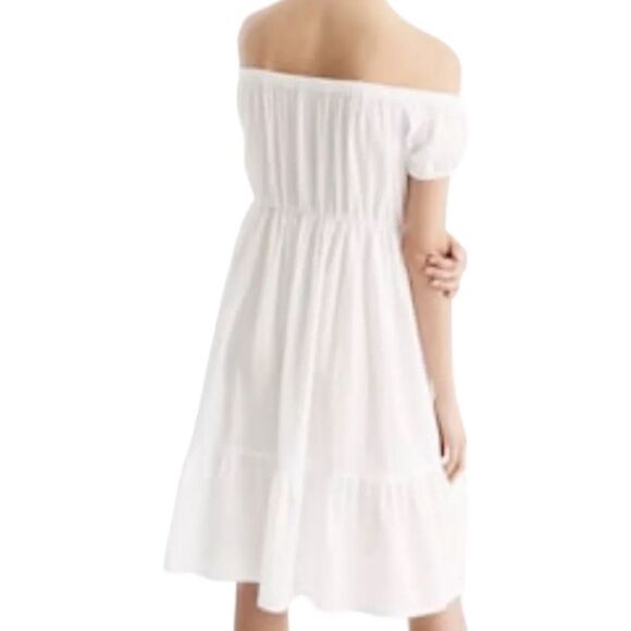 J. Crew Womens Off-The-Shoulder Swiss Dot Tired Beach Cover-up Dress White Large - Picture 3 of 9